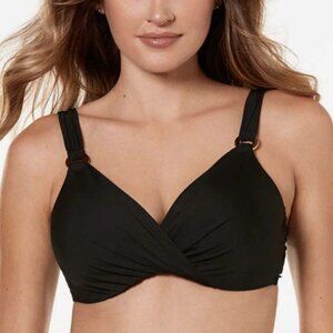 Miraclesuit Twist-Front Plunge Bra-Size Bikini Top NWT Sz 34D